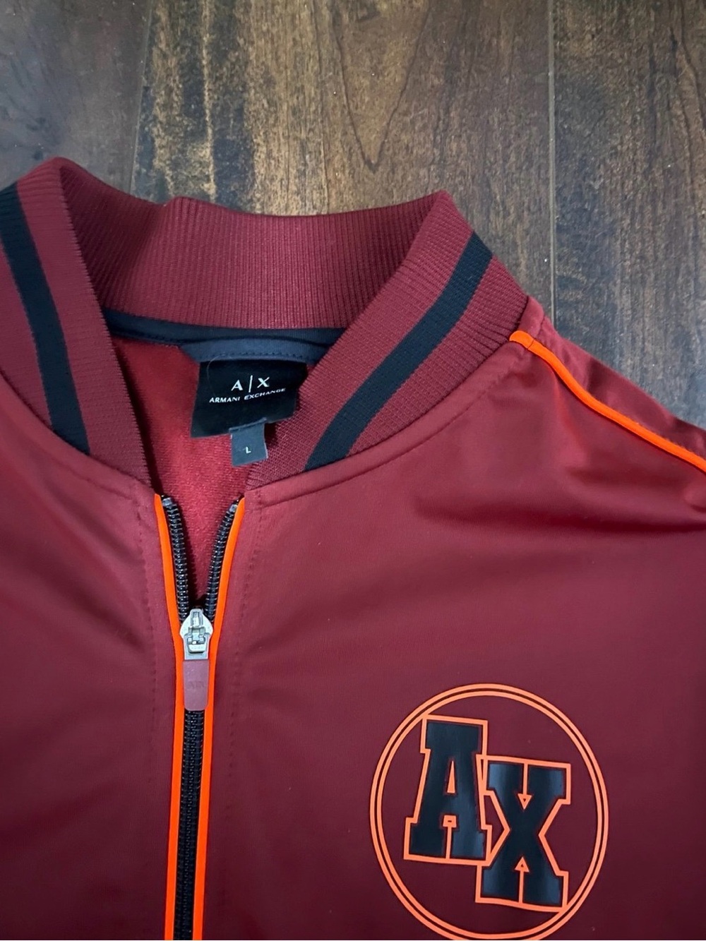 Armani Exchange Deep Red Track Jacket with Black Trim - Picture 3 of 6
